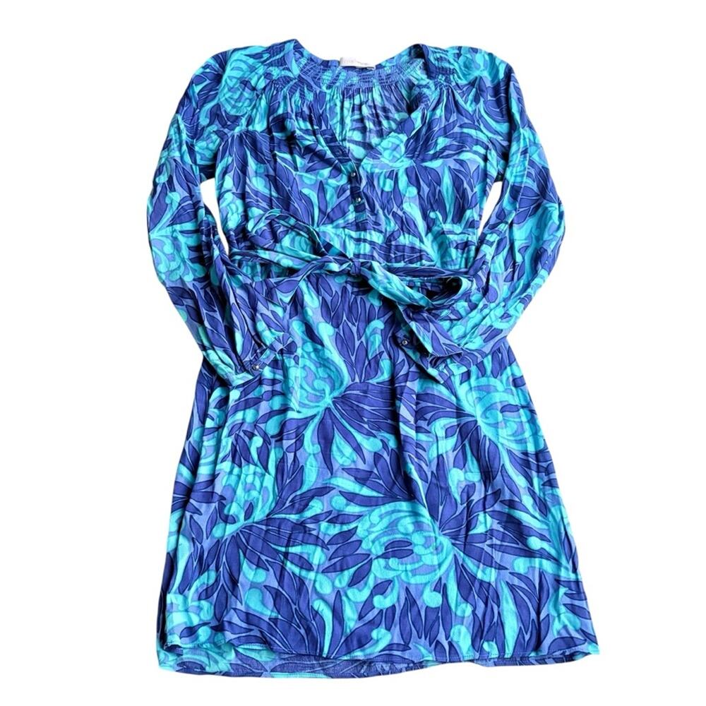 Banana Republic Blue and Green Midi Dress size 2
